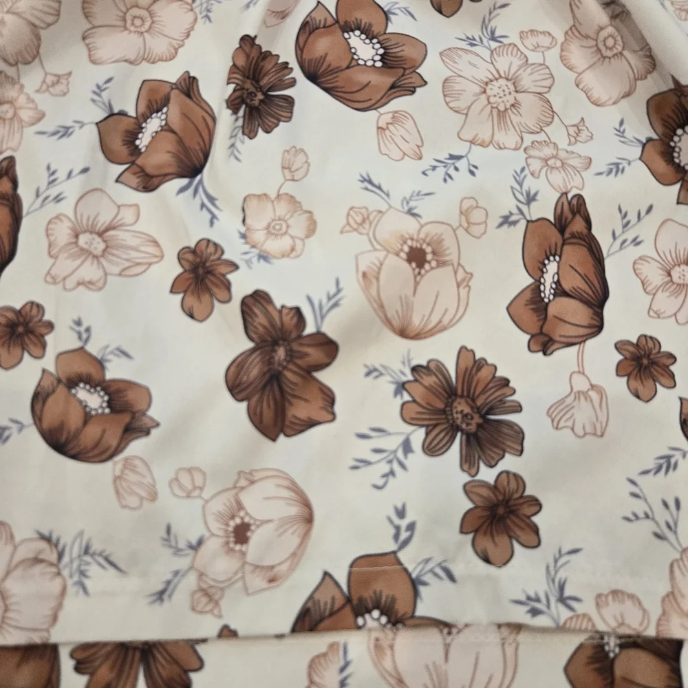 Boho Floral Summer Outfit Set  Sleeveless Top & Brown Shorts Size 5/6